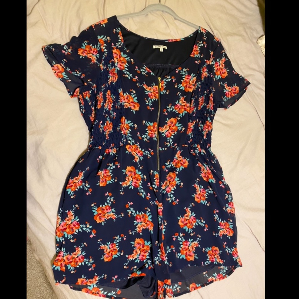 Navy Blue Floral Romper